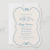 Geschetst Schattige Wavy Bow Lijst Baby shower Kaart (Voorkant)