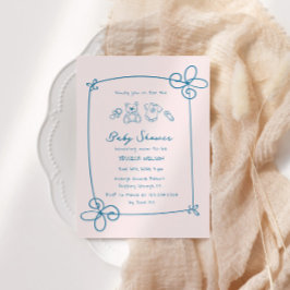 Geschetst Schattige Wavy Bow Lijst Baby shower Kaart