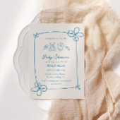 Geschetst Schattige Wavy Bow Lijst Baby shower Kaart