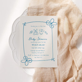 Geschetst Schattige Wavy Bow Lijst Baby shower Kaart