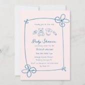 Geschetst Schattige Wavy Bow Lijst Baby shower Kaart (Voorkant)