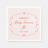Geschetst Schattige Wavy Bow Lijst Baby shower Servet (Voorkant)