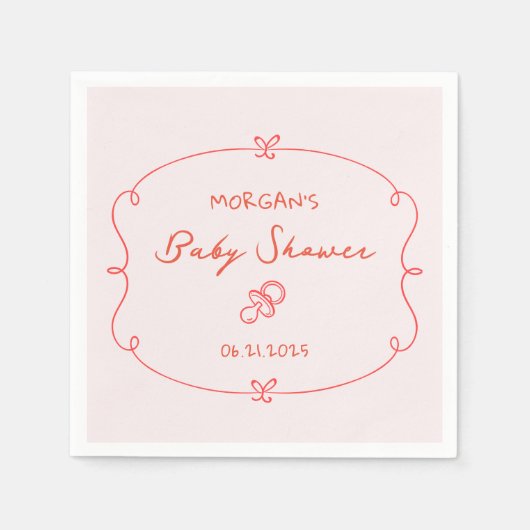 Geschetst Schattige Wavy Bow Lijst Baby shower Servet (Voorkant)