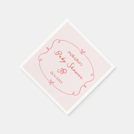 Geschetst Schattige Wavy Bow Lijst Baby shower Servet (Hoek)