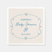 Geschetst Schattige Wavy Bow Lijst Baby shower Servet (Voorkant)