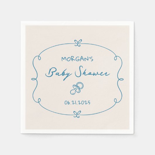 Geschetst Schattige Wavy Bow Lijst Baby shower Servet (Voorkant)