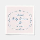 Geschetst Schattige Wavy Bow Lijst Baby shower Servet (Voorkant)