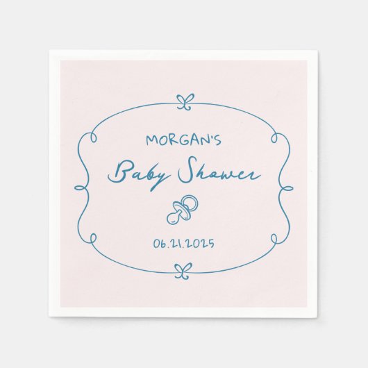 Geschetst Schattige Wavy Bow Lijst Baby shower Servet (Voorkant)