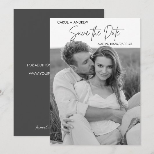 Geschetste Aankondigingsfoto Save the Date (Voorkant / Achterkant)