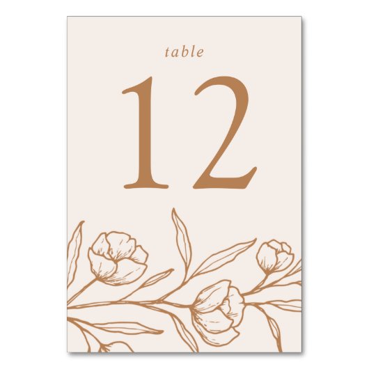 Geschetste amandel en koper bloemenbruiloft kaart (Achterkant)