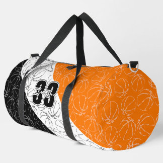 geschetste basketbals lijnkunst zwart wit oranje plunjezak