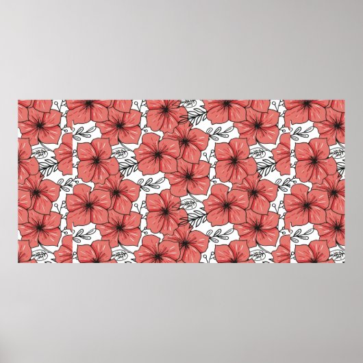 geschetste bloemdruk in heldere kleur poster (Voorkant)