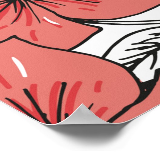 geschetste bloemdruk in heldere kleur poster (Hoek)