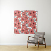 geschetste bloemdruk in heldere kleur wandkleed (In situ)