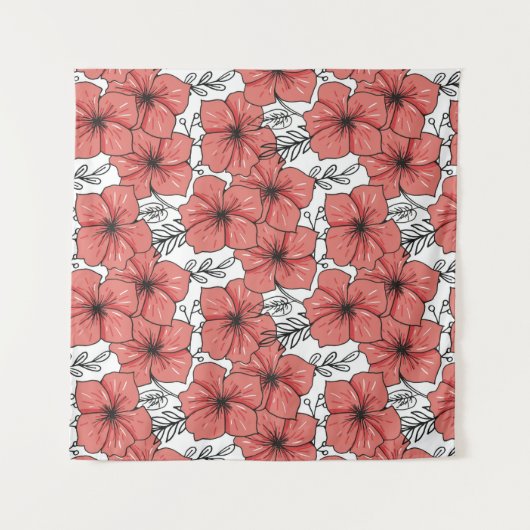 geschetste bloemdruk in heldere kleur wandkleed (Voorkant)