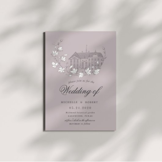  geschetste bloemen bestemming bruiloft kaart