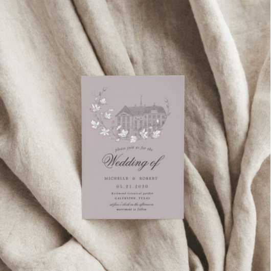 geschetste bloemen bestemming bruiloft kaart