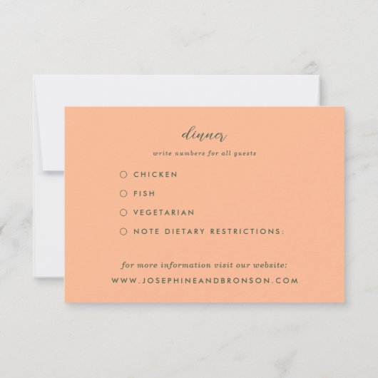 Geschetste bloemen bladeren groenwerk salie bruilo RSVP kaartje (Achterkant)