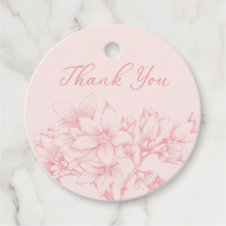 Geschetste bloemen Blush roze Dank je Bedankjes Labels