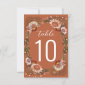 Geschetste Bloemen Boho Terracotta Tafelnummer (Achterkant)