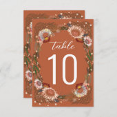 Geschetste Bloemen Boho Terracotta Tafelnummer (Voorkant / Achterkant)