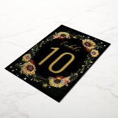 Geschetste Bloemen Boho Zwarte Gouden Folie Tafeln Uitnodiging (Gedraaid)