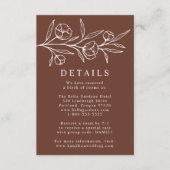 Geschetste Bloemen Bruine Bruiloft Details Informatiekaartje (Voorkant)