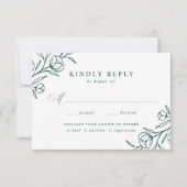 Geschetste Bloemen Groene Maaltijd Keuze Bruiloft RSVP Kaartje (Voorkant)