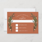 Geschetste Bloemen Groene Terracotta Bruiloft RSVP Kaartje (Voorkant)