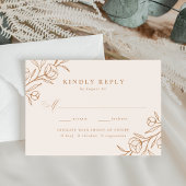 Geschetste Bloemen Koper Maaltijd Keuze Bruiloft RSVP Kaartje