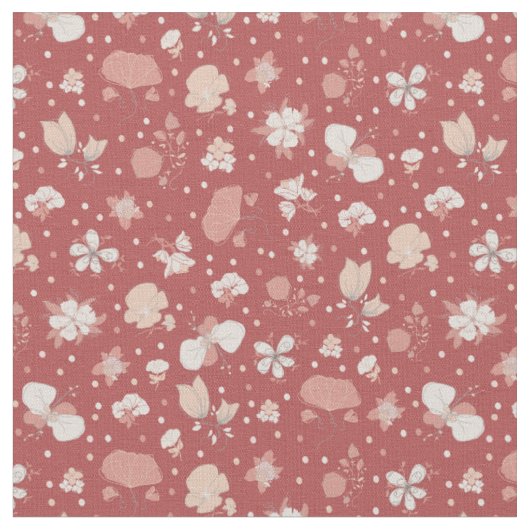 Geschetste bloemen op rood stof (Close Up)