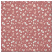 Geschetste bloemen op rood stof (Swatch)