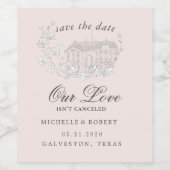  geschetste bloemen opslaan de datum wijn etiket (Enkel label)