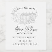  geschetste bloemen opslaan de datum wijn etiket (Enkel label)