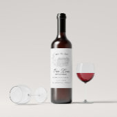 geschetste bloemen opslaan de datum wijn etiket