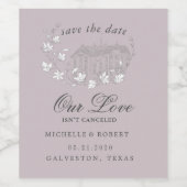  geschetste bloemen opslaan de datum wijn etiket (Enkel label)