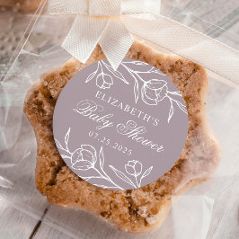 Geschetste bloemen stoffig paarse baby shower ronde sticker