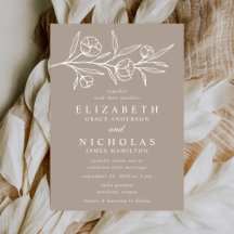 Geschetste bloemen taupe bruiloft