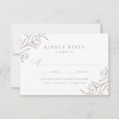 Geschetste Bloemen Taupe Maaltijd Keuze Bruiloft RSVP Kaartje (Voorkant)