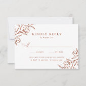 Geschetste Bloemen Terracotta Maaltijd Keuze Bruil RSVP Kaartje (Voorkant)