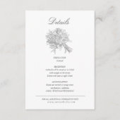  geschetste bloemen trouwdetails informatiekaartje (Voorkant)