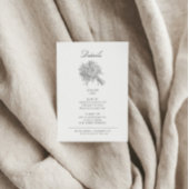  geschetste bloemen trouwdetails informatiekaartje