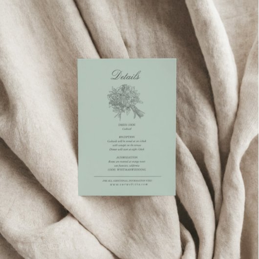  geschetste bloemen trouwdetails informatiekaartje
