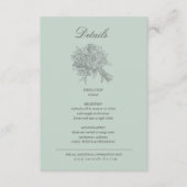  geschetste bloemen trouwdetails informatiekaartje (Voorkant)