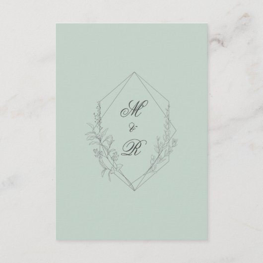  geschetste bloemen trouwdetails informatiekaartje (Achterkant)