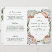 Geschetste bloemen Uniek Boho bruiloft programma (Voorkant / Achterkant)