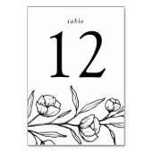 Geschetste Bloemen Zwart-wit bruiloft Kaart (Voorkant)