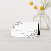 Geschetste Bloemen Zwart-wit bruiloft Plaatskaartje (Voorkant)