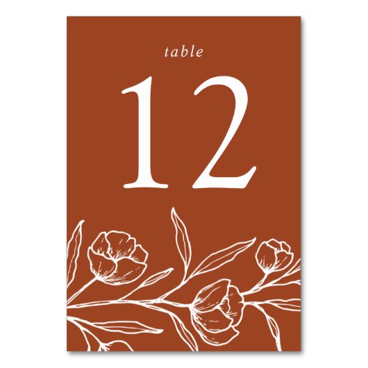 Geschetste bloementerracotta bruiloft kaart (Voorkant)