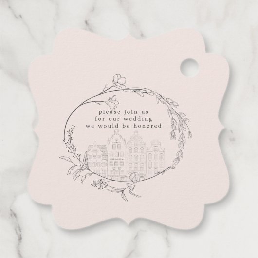  geschetste bloempastel bewaar de datum bedankjes labels (Achterkant)